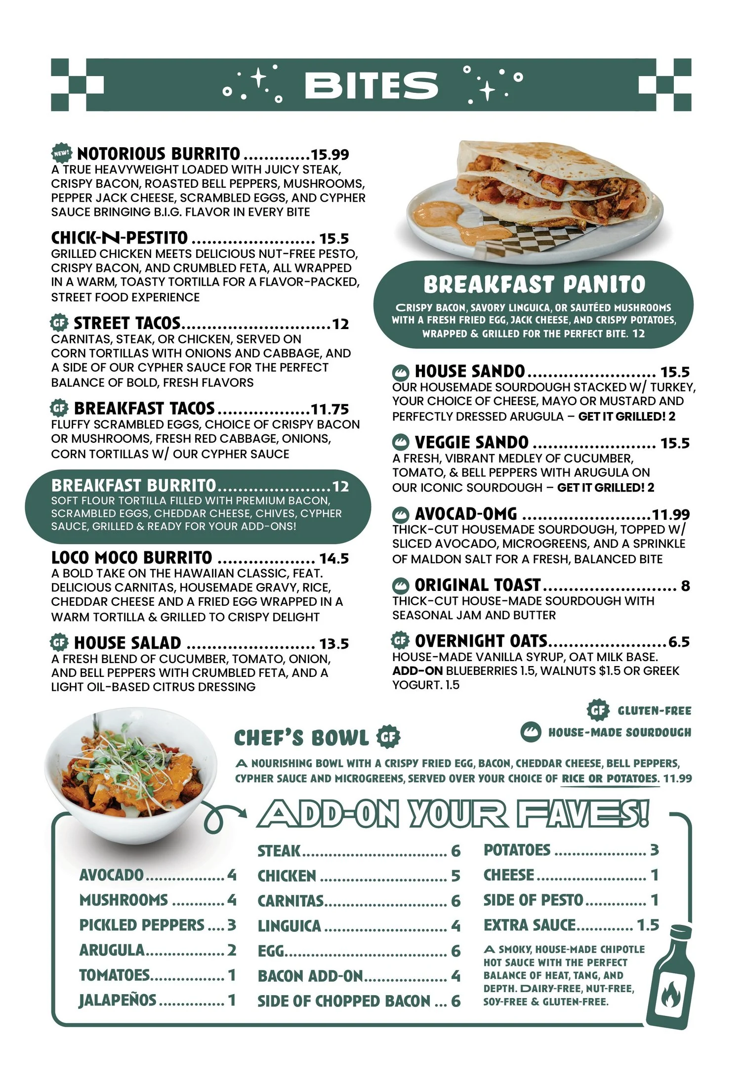 Sociology food menu. Choose Text menu for item descriptions and prices.